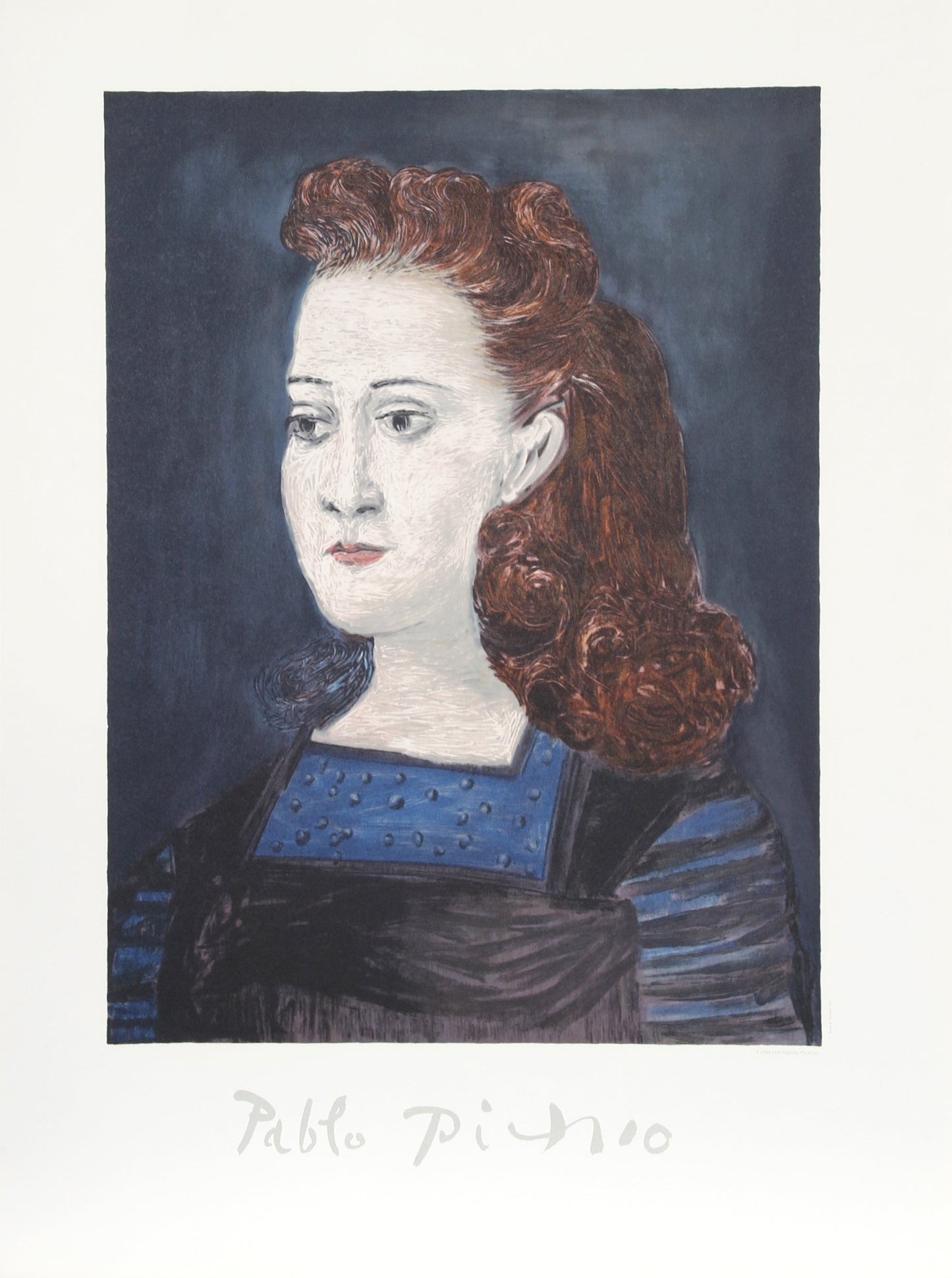 Femme a la Collerette Bleue