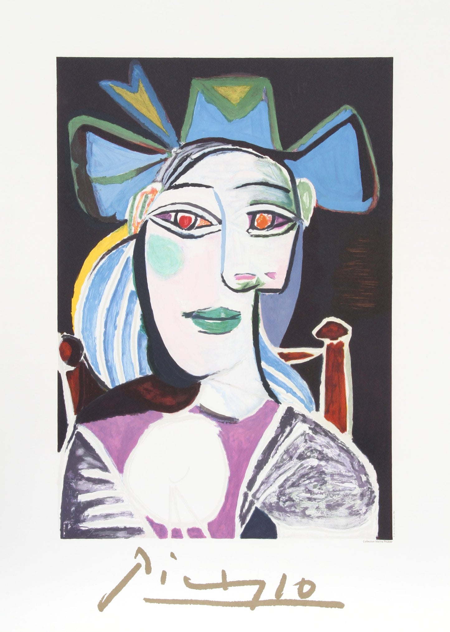 Buste de Femme au Chapeau Bleu, 9-D-k