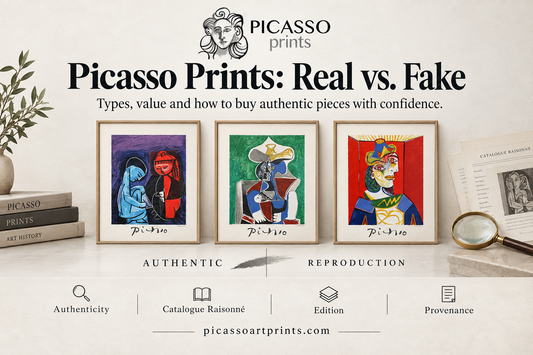 Picasso Prints: Real vs. Fake guide featuring three Picasso prints and tips on authenticity, value, and provenance.