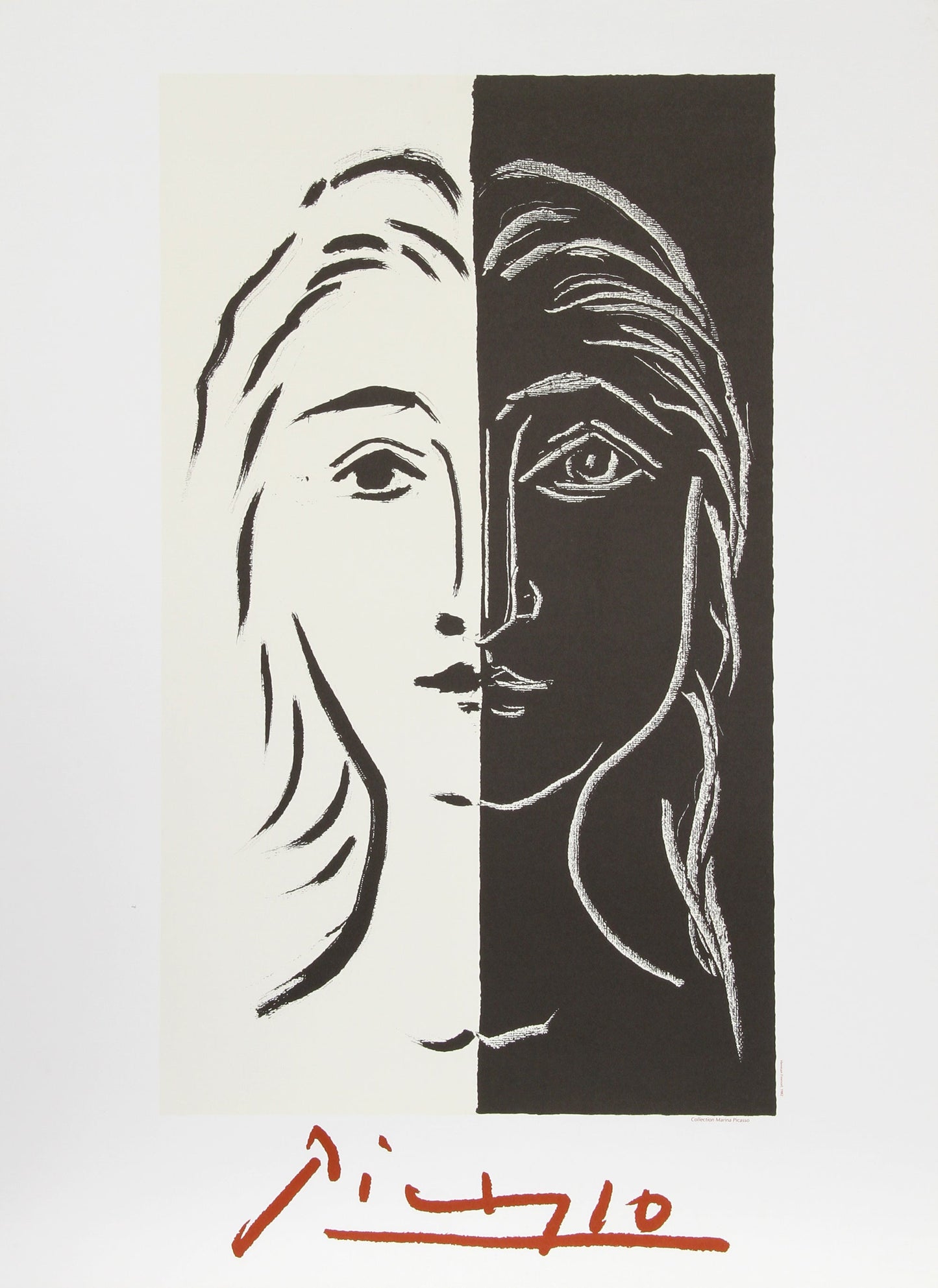 Portrait en Deux Parties Noire et Blanche