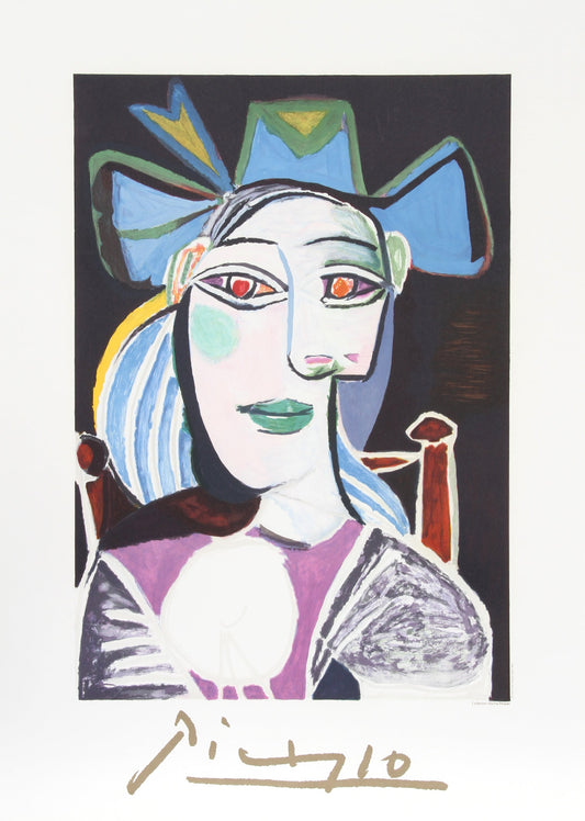 Buste de Femme au Chapeau Bleu, 9-D-k